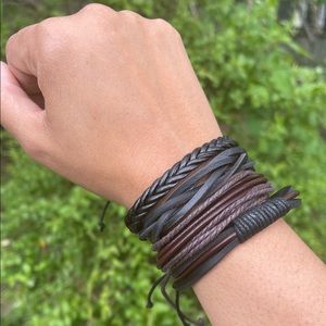4 Leather Bracelets Adjustable Sizing Unisex
